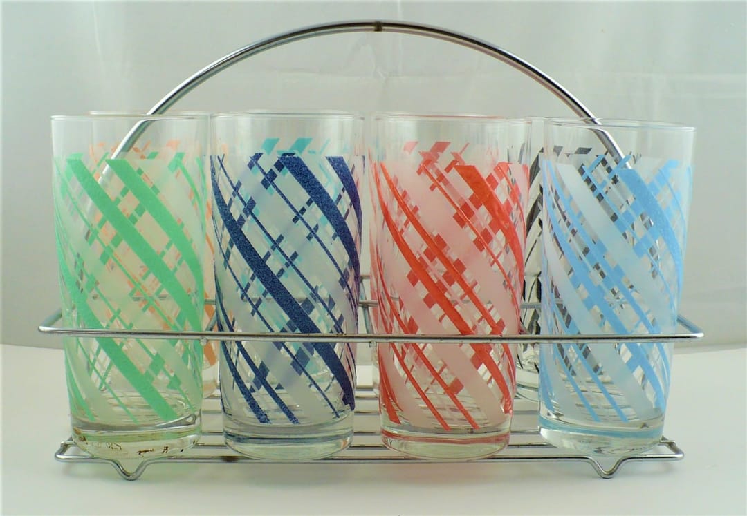 Fiesta® Vintage Swirl 8-Pc. Cooler Glass Set w/Vintage Holder 
