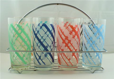 Fiesta® Vintage Swirl 8-Pc. Cooler Glass Set w/Vintage Holder 