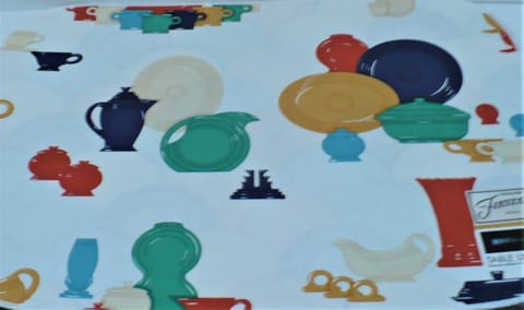Fiesta® Vintage Table Cloth w/Shapes 90'' Diameter Bold Colors "New 1996 Original Stock"