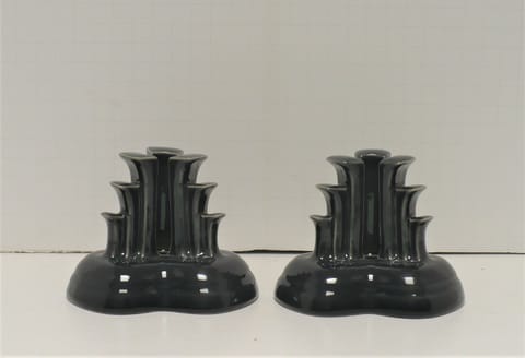 Fiesta® Slate (2) Pyramid Candlestick Holders Numbered Pair w/Factory Boxes