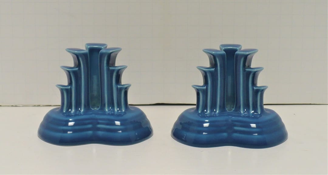 Fiesta® Lapis (2) Pyramid Candlestick Holders Numbered Pair w/Factory Boxes