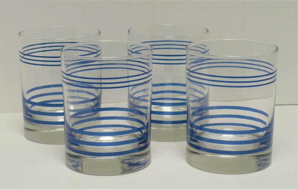 Fiesta® Vintage Cobalt 4 Piece Double Old Fashion Striped Glass Set 