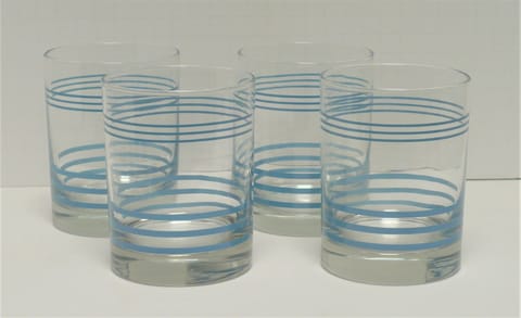 Fiesta® Vintage Periwinkle 4 Piece Double Old Fashion Striped Glass Set 