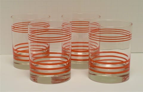 Fiesta® Vintage Orange 4 Piece Double Old Fashion Striped Glasses Set