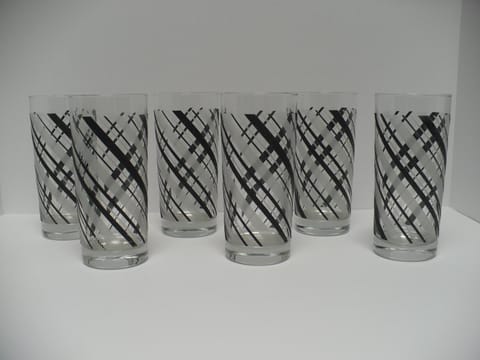 Fiesta® Vintage Black Swirl Cooler Glasses 6 Piece Set From Mid 1990's