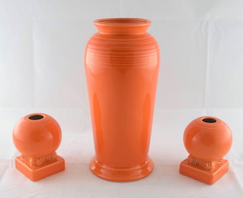 Monarch Vase Set w/Bulb Candlestick Holders in Tangerine