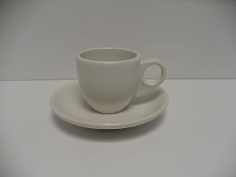 Homer Laughlin Espresso After Dinner Cup & Saucer Set in White