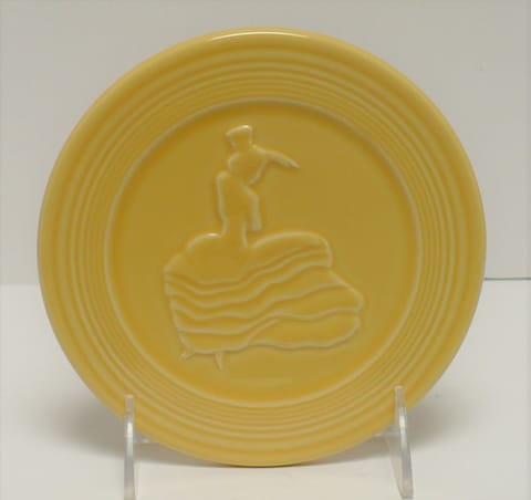 Fiesta® Yellow Trivet w/Dancing Lady® MARKED FIESTA® HLC