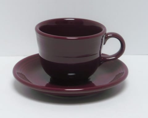 Fiesta® Tea Cup & Saucer Set in Claret, (Burgundy) Factory First