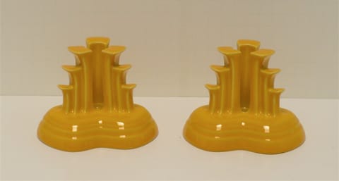 Fiesta® Daffodil (2) Pyramid Candlestick Holders Numbered Pair w/Factory Boxes
