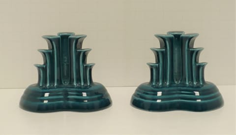 Fiesta® (2) Pyramid Candlestick Holders in Juniper Limited Edition Color 1999-2000