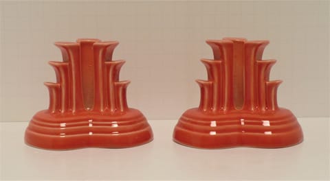 Fiesta® Pair (2) Pyramid Candlestick Holders in Persimmon