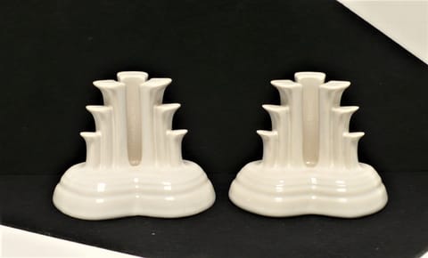 Fiesta® Pair (2) Pyramid Candlestick Holders in White