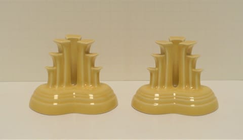 Fiesta® Pair (2) Pyramid Candlestick Holders in Yellow