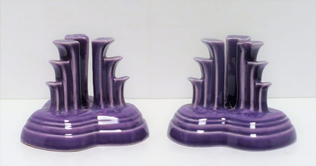 Fiesta® Pair of Pyramid Candlestick Holders in Lilac, Limited Production, with Factory Box