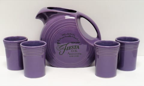 Fiesta® 60th Anniversary 5 Piece Beverage Set in Lilac Produced in 1996 